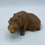 Hand Carved Wooden Hippo Hippopotamus Ornament