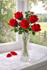 Knitted Rose Pattern Only DK UK Realistic Flowers Bouquet Gift Knit DIY