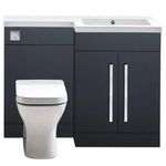 Bathroom Combination Vanity Unit Toilet 1100 Matt Grey Anthracite Right Hand 