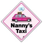 Nanny's Taxi  Sign, Pink London Taxi Cab Sign for Nannys, Nanny's Taxi Car Sign