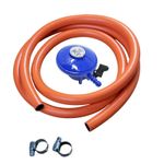 Butane Gas Regulator 21mm Clip On/2m Hose 2 Clips Fits Calor Flogas 7, 13, 15KG