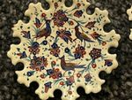 Retro Miniature Turkish Enamel Painted 2" Diameter Wall Plates x2