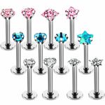PAIR 16G Surgical Steel Labret Monroe Lip Bar Tragus Helix Piercing Stud Earring