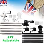 6ft Adjustable Flagpole Flag Pole Kit Outdoor Wall Mounted Mount Holder Set UK