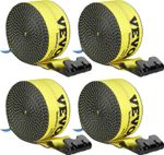 Truck Straps Winch Straps 4" x 30' with Flat Hook for Towing 10 Pack Yellow