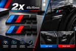 2x BMW M Sport Emblem Gloss Black Sticker Side Wing Fender Badge 45x15mm