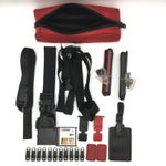 NEW RED BLACK Tumi Accents Kit Monogram Patch Luggage Case Bag Tag Zip Pull RARE