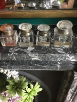 4 x antique cut glass inkwells