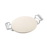 30.5cm Round Cordierite Pizza Stone w/ Handle Ceramic Baking for Oven BBQ Grill