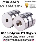 N52 Countersunk Fasteners Various Neodymium Ring   Strong Screw Disc 10mm -20mm