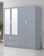 High Gloss 3 Door / 4 Door Wardrobe Grey Gloss Finish Handing Rail Furniture Set