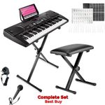 61Keys Electronic Keyboard Digital Piano Instrument,Microphone,Music Stand,stool