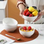 4 x White Cereal Bowls Set Porcelain Microwave Dishwasher Safe  White