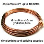 YORKSHIRE TUBE 6mm/8mm/10mm copper pipe/tube/plumbing/microbore/water/gas/diy
