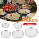 Stainless Steel Plates Metal Dinner Dish Feeding Serving Tableware Round Plate`