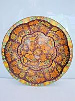 Vintage Boho 1970's Floral Round Metal Tin Bowl Tray Daher