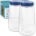 HEFTMAN Fermentation Jar 1 Way Air Release Vent Kimchi 2.2 Litre Blue 2 Pack