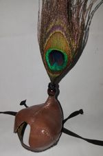 Falconry Hood Anglo Indian Style With Original Peacock Feather Plume (Brown)