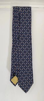 RUBINACCI NAPOLI Men’s Silk Unlined Classic Tie In Blue W A Geometric Pattern EC