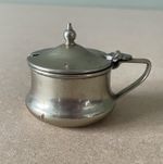 Vintage Silver Plated Lidded Mustard Pot With Cobalt Blue Glass Liner Insert