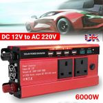 6000W Caravan Van Converter Power Inverters DC 12V To  240V LCD UK Socket 4USB