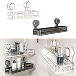 Clear Shower Caddy Suction Cup No-Drilling Removable Bathroom Wall Shelf Basket