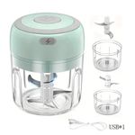 Mini Food Chopper Electric Garlic Mincer Vegetable Cutter 250ml Kitchen Green UK