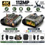 Full Color Night Vision Goggles, 4K Infrared Digital Binoculars Camping&Security