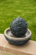 Ocean Ball Water Feature Slate Effect Garden Light Up LED Outdoor Decor Gift