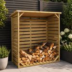 123cm x 115cm Large Wooden Outdoor Garden Patio Log Store Shed