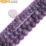 6mm 8mm Natural Gemstone Lepidolite Round Loose Beads For Jewely Making 15"