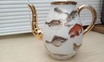ANTIQUE JAPANESE FISH DESIGN PORCELAIN TEAPOT WITH LID WITH SEAL MARK