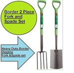 2PCS Heavy Duty Garden BORDER Fork and Spade Set - MARKSMAN BRAND