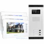 3-Apartment Door Entry Intercom with HD Camera & IR Night Vision & Lock Release