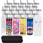 GOOWAY 25x 20oz Straight Sublimation Tumblers Bulk Blank Stainless Steel White