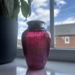 Hallmarked Cranberry glass Sterling silver topped vase