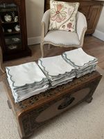 120 x Blue & White Scallop Edge Wedding Napkins – 100% Cotton - 45cmx45cm - New