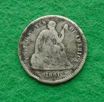 USA United States 1861 Seated Liberty Half Dime 5c, well circulated  (N-298)