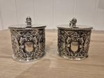 John Gilbert Antique Repoussé Sterling Silver Mustard Pots Hallmarked