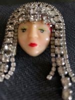 Vtg Porcelaine/Crystal Flapper Girl Pin