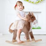 Kids Rocking Horse Wooden Plush Age 3+ Children Ride On Toy Rocker Nursery Baby