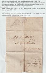 1786 GENERAL OFFICE LONDON DOCKWRA STYLE PMK L336 BLEASDALE TO CLARKE PROPERTIES