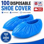 100 Disposable Shoe Cover Blue Anti Slip Plastic Cleaning Overshoes Boot Safety
