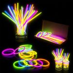 Premium 8" Plastic Glow Sticks with Connectors Neon Necklace Wrist Band Bracelet