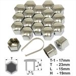 17mm Chrome Silver Alloy Wheel Nut Bolt Covers Caps Metal Key Any Car Set of 20