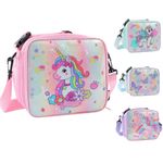 Unicorn Girls Lunch Bag Pink – Insulated Kids Lunch Box with Strap, Waterproof
