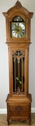 Grandfather Clock Vintage French Louis Style Oak Decorative Clock LOT 4880