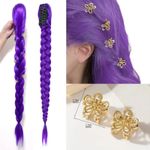 Purple Braided Ponytail Hair Extension for Kids Girls – Synthetic Halloween Cost