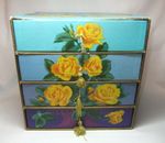 Vintage Joseph Terry & Sons Floral Chocolate Box Storage Chest Of 4 Drawers