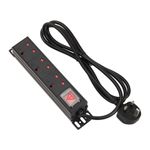 3 Way UK PDU Power Strip 10" Rack Mount Power Distribution Unit with Switch 13A